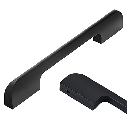 1 Unités Poignee de Meuble Cuisine Noire Poignee de Porte de Meuble Poignée Armoire de Cuisine Poignée de Tiroir en Alliage d'Aluminium pour Placard Commode Meuble (Centre Distance:96mm) Cover
