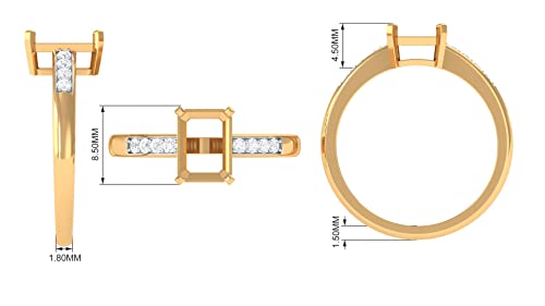 Oktober Birthstone - 2 CT Fire Opal Solitaire verlovingsring met diamanten zijstenen (6X8 MM achthoekig, AAA-kwaliteit), 14K massief goud - Image 6