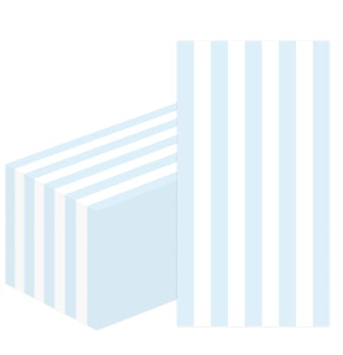 HEIPINIUYE 50 Pieces 3-ply Striped Paper Napkins Light Blue and White Guest Towels Disposable Hand Towels for Bathroom Wedding Birthday Baby Shower Dinner Napkins Disposable