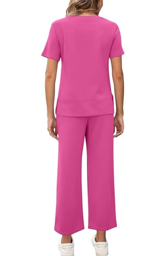 Image of XIEERDUO Women's Side Slit Lounge Sets 2026 Fashion 2 Piece Travel Outfits Cozy Loungewear Wide Leg Tracksuits S-3XL