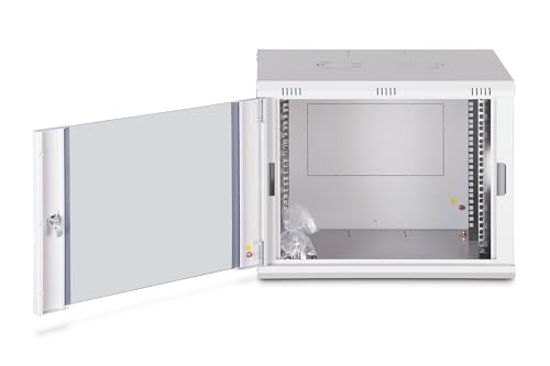 DIGITUS Netzwerk-Schrank 19 zoll 9 HE - Wandmontage - 450 mm Tiefe - Traglast 60 kg - Dynamic Basic - Glastür - Grau