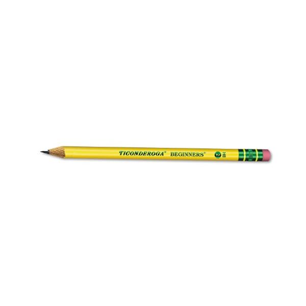 Dixon - Ticonderoga - Beginners Wood Pencil w/Eraser, HB #2, Yellow Barrel - 12 Pencils