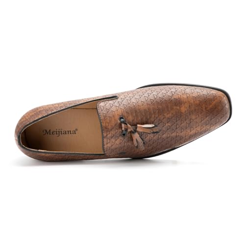 Image of Meijiana Mens Loafers Wedding Dress Shoes Slip-On Loafers for Men Tuxedo Suit Shoes