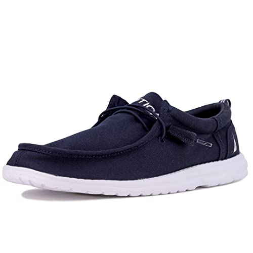 Nautica Men's Comfort Loafers, Lace-Up Boat Shoe, Lightweight Casual Stretch Sneaker-Rushford-Midnight-10