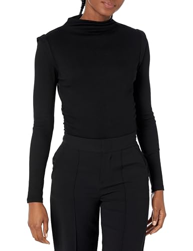 Michael Stars Women's Denise Mock Neck Tee, Black