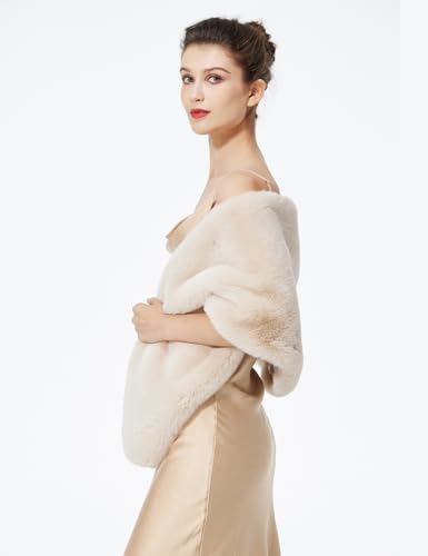 BEAUTELICATE Luxury Faux Fur Shawl Bridal Party Evening/Wedding Wrap Stole Winter2