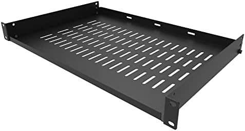 Jingchengmei 1U Disassembled Vented Cantilever Server Rack Mount Shelf 12"(305mm) Depth for 19-Inch Network/AV Equipment Rack and Cabinet(1U12V)