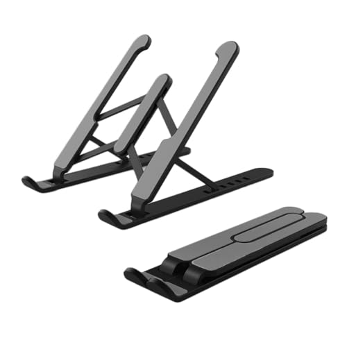 Image of Plastic Laptop Stand � Adjustable & Portable Laptop Riser for Desk � Ergonomic Design for Better Posture & Cooling � Lightweight Laptop Holder for Home, Office, Travel