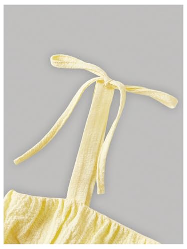 SweatyRocks Girl's Bow Tie Knot Ruched A Line Short Dress Sleeveless Smocked Casual Sundress3