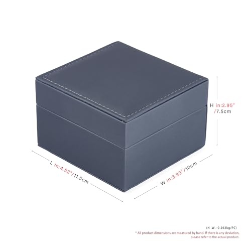 Leather Single Watch Box Watch Travel Case Microfiber Interior Wristwatch Holder Storage Box With Removable Pillow (Blue)