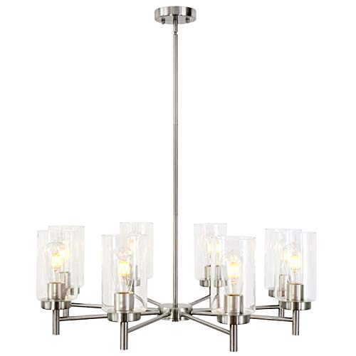 Buy 2 get 3 VINLUZ Contemporary 8-Light Large Chandeliers Modern Clear Glass Shades Pendant Lighting Brushed Nickel Dining Room Lighting Fixtures Hanging Adjustable Wire Semi Flush Mount Ceiling Lights One-Day Sale: Up to 40% Off VINLUZ Contemporary 8-Light Large Chandeliers Modern Clear Glass Shades Pendant Lighting Brushed Nickel Dining Room Lighting Fixtures Hanging Adjustable Wire Semi Flush Mount Ceiling Lights