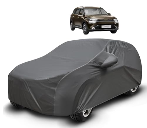 Image of Auto Hub Waterproof Car Cover Compatible with Kia Carens with Mirror Pockets, Soft Cotton Lining, Carens Car Cover Waterproof, Grey