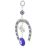 Veemoon Blaues Auge Anhänger mit Elefantenmotiv Schutzamulett gegen Bösen Blick aus Legierung und Glas Kompakte Hängedeko für Auto Wohnung und Büro