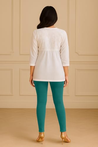 Image of Amazon Brand - Anarva Women's Super Cotton Combed Slim Fit Elastane Stretch Comfort Ankle Length Leggings with Ultrasoft Waistband
