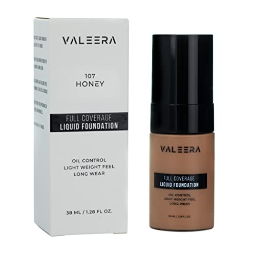 Valeera Full Coverage Soft Matte Oil Control Flawless 24Hr Concealer Liquid Waterproof Foundation (107 - Honey) #TOP29