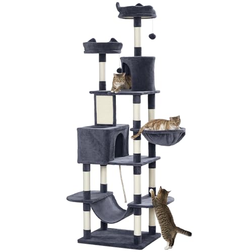 Árbol para gatos grande PawHut 81" con postes rascadores y hamacas miniatura 1
