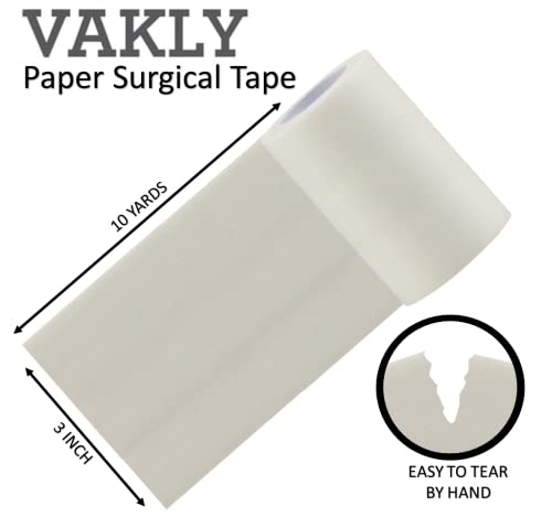 Paper Medical First Aid Surgical Tape 3" X 10 Yards [Pack Of 3 Rolls] Lightweight Breathable Microporous Self Adhesive Latex Free Hypoallergenic Bandage And Wound Dressing Tape - 3 Inch #TOP7