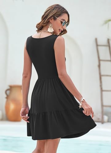 Image of AUSELILY Womens Summer Dresses 2026 Casual Sleeveless Sundress Beach Vacation Flowy Tiered Short Dresses with Pockets