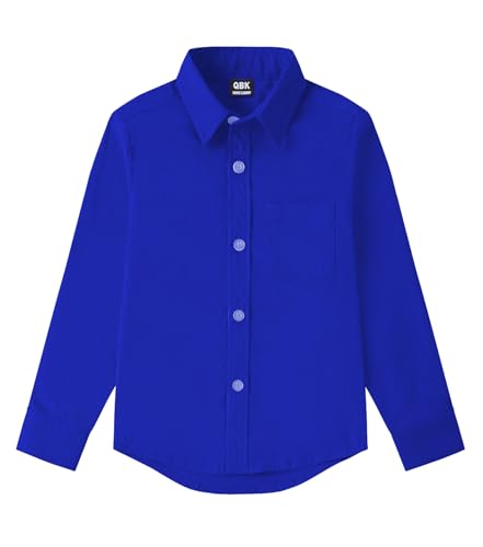 Image of 9 Month-16Y Boys' Long Sleeve Button Down Toddler Dress Shirt Oxford Uniform Shirt with Chest Pocket