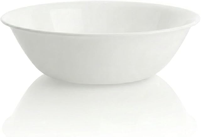 CLARO White Serving Bowl, 2 Quart- Set of 4, Plain Opalware Design, Lightweight, Dishwasher and Microwave Safe