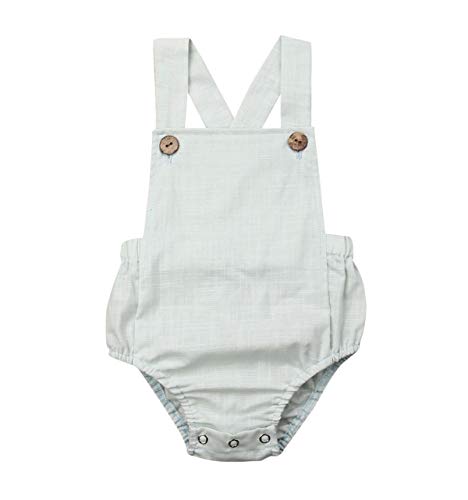 Image of doublebabyjoy Newborn Baby 1 Piece Summer Romper Baby Girl Boy Solid Color Jumpsuit Sleeveless Backless Overalls Outfits