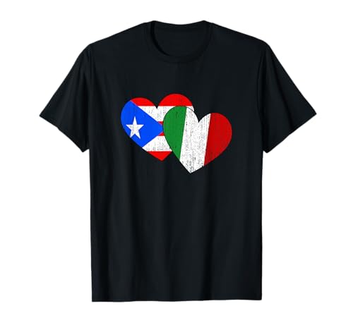 Drapeau italien et portoricain en forme de cœur Boricua T-Shirt