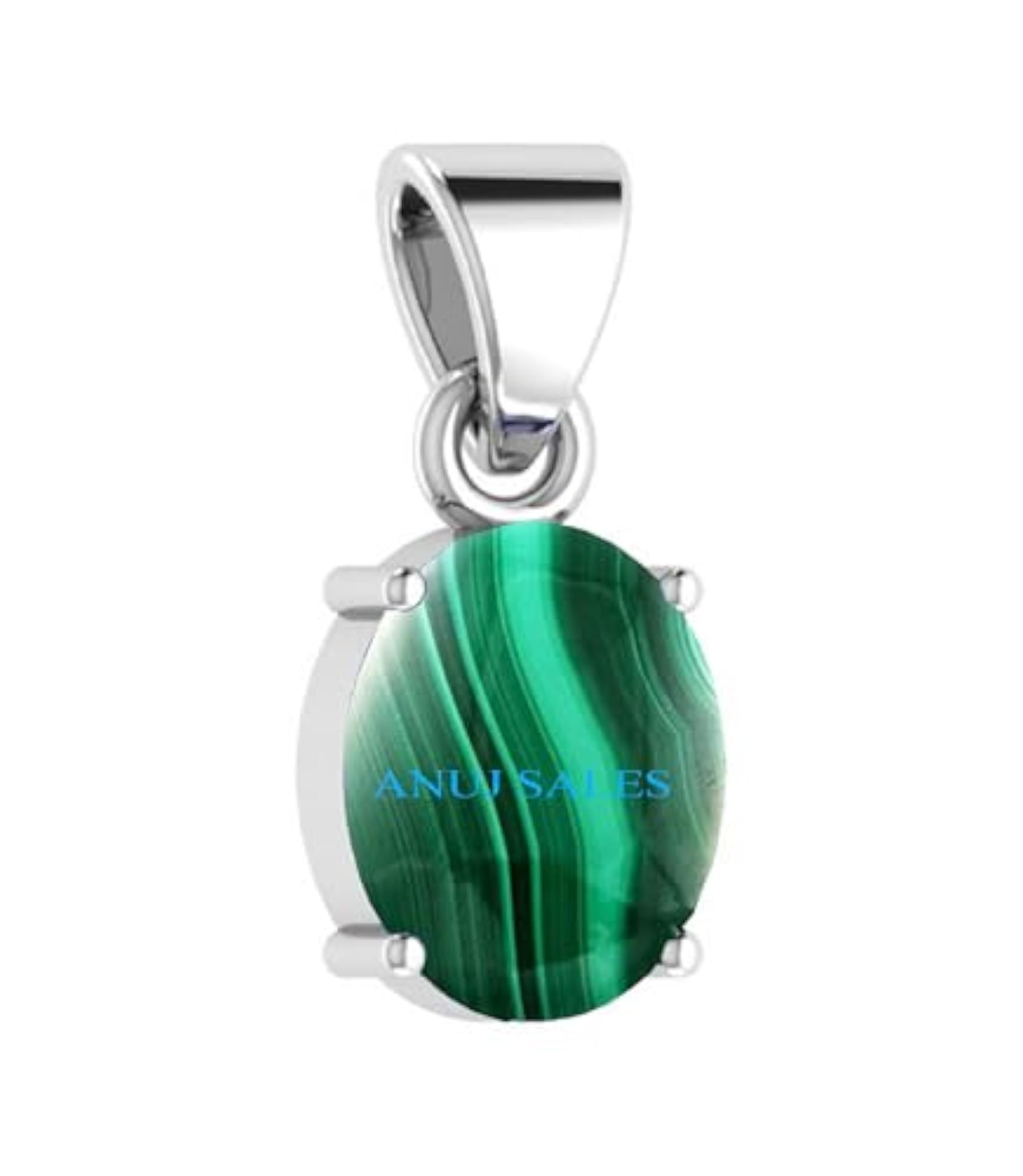Men's & Women's 11.25 Ratti Natural Malachite Silver Pendant, Certified