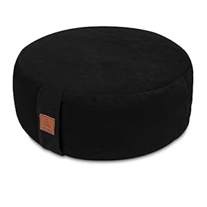 FelizMax Samt-Zafu-Meditationskissen mit Buchweizenfüllung