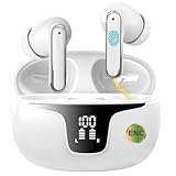 Wireless Earbuds Bluetooth 5.3 Headphones with 4 Noise Cancelling Mics, ANC ENC, HiFi Stereo Sound, LED Power Display, 40H Playtime – True Wireless Earphones AU (ENC Only, White)