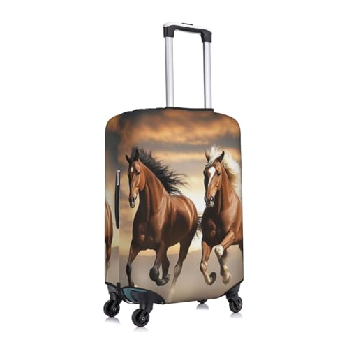 Travel Suitcase Cover, Elastic Zipper Luggage Suitcase Cover, Dustproof Baggage Protector Bag - Fits 18-32 inch Luggages (Animal Running Wild Horse Art)3