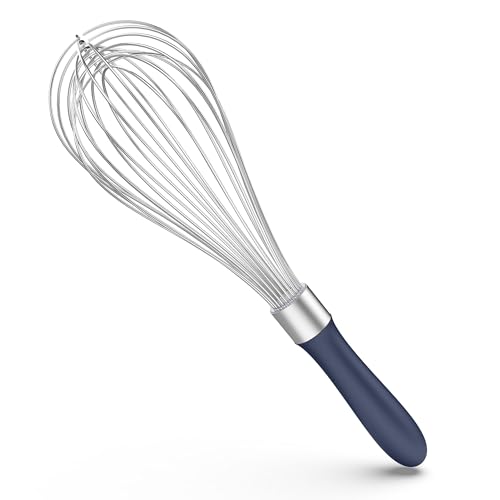 Image of U-Taste Wire Whisk for Cooking, 18 /10 Stainless Steel Wisk, L /Midnight Blue