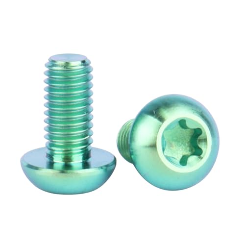 Image of 6PCS Titanium Bike Screw M5x10mm Bicycle Disc Brakes Rotor Bolts Torx T25 Head (Green)