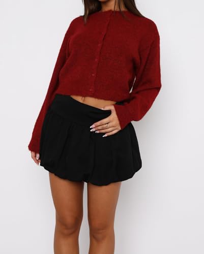 Image of Women's Cardigans Button Down Solid Color Knit Sweater Shirt Lady Lightweight Jackets Fall Winter Outfits