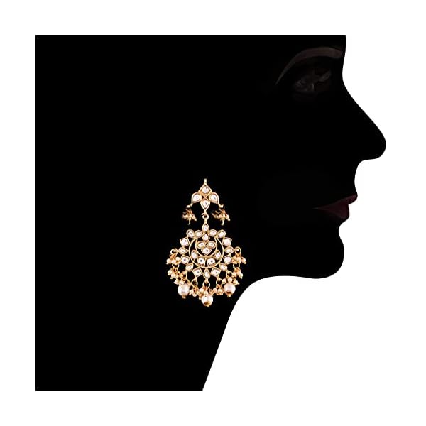 I Jewels Zinc Zinc Alloy Kundan Stones & Pearl Earrings For Women & Girls (White) - Image 5