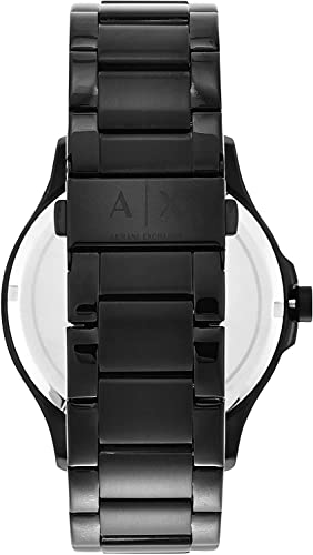 Armani Exchange Orologio da uomo con movimento a tre lancette e data, cassa in acciaio inossidabile nero da 46 mm e bracciale in acciaio inossidabile, AX7101