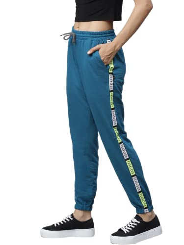 Image of Hubberholme Women's Cotton Blend Regular Fit Fearless Text Printed Track Pants