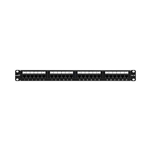NavePoint 24-Port Cat5E UTP Unshielded Patch Panel for 19-Inch Wallmount Or Rackmount Ethernet Network 1U Black 2-Pack