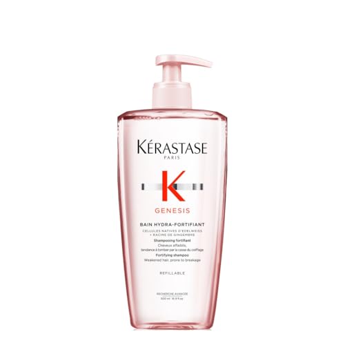 Kérastase Genesis, Champú Anticaída Fortificante, Limpia Profundamente y Previene la Rotura, Enriquecido con Edelweiss y Raíz de Jengibre, Para Pelo Fino o Frágil, Bain Hydra-Fortifiant, 500 ml
