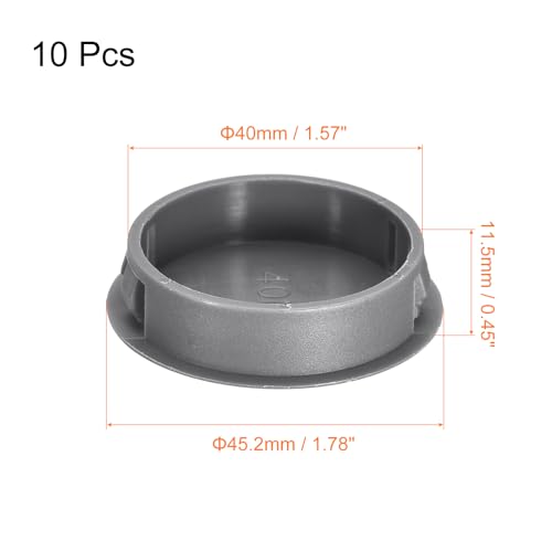 Image of uxcell 40mm /1.57 inch Plastic Hole Plugs, 10Pcs Flush Type Panel Round Snap in Fastener Knockout Locking Plugs for Furniture Insert End Caps Panels, Grey