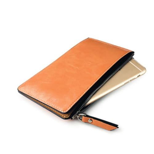 Women's Leather Wallet - Zipper Clutch with Coin and Card Pockets, Bifold Closure for Credit Cards & Cash (Orange)3