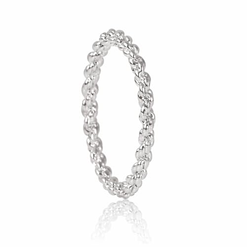 Bague torsadée femme plaqué or 18k anneau empilable fin taille 4 à 10 avec écrin
