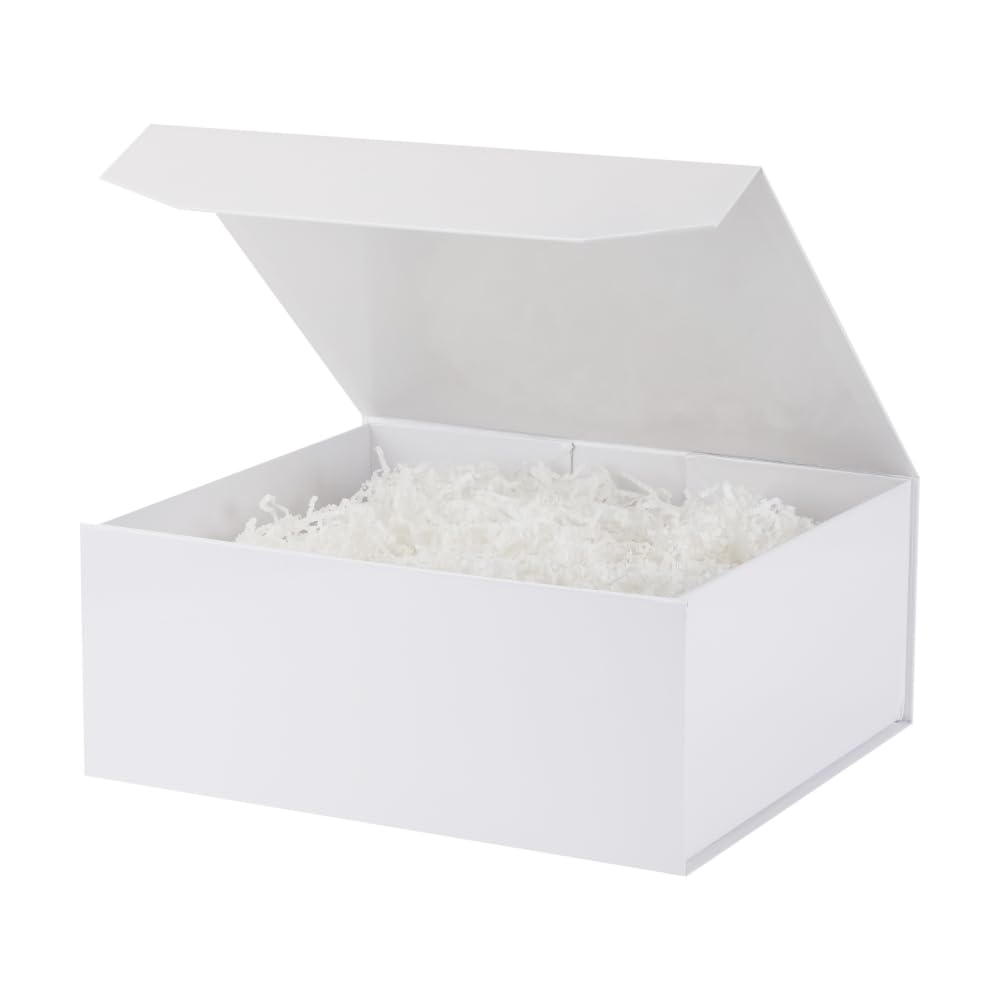 PACKGILO White Large Magnetic Gift Box with Lid 13x11x5.3 In 1 Pack