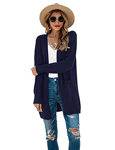 Image of TASAMO Cardigan Sweaters for Women Long Sleeve Open Front Casual Knit Fall Coat Oversized Soft Outwear with Pockets