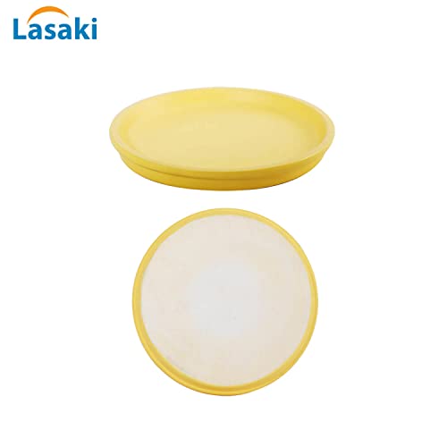Image of Lasaki Round Ceramic Trays (Plates Saucers) for Pots, planters, Flower, Succulent(Set of 2,Saffron,3.5 inch) R3.5(Plants not Included)