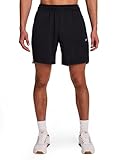 Reebok Men’s Distance 7” Short, Standard Fit, Lightweight Poly Grid Mesh Fabric, Black Heather, Medium