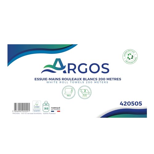 Essuie-mains à absorption optimale ARGOS rouleaux cellulose Ecolabel