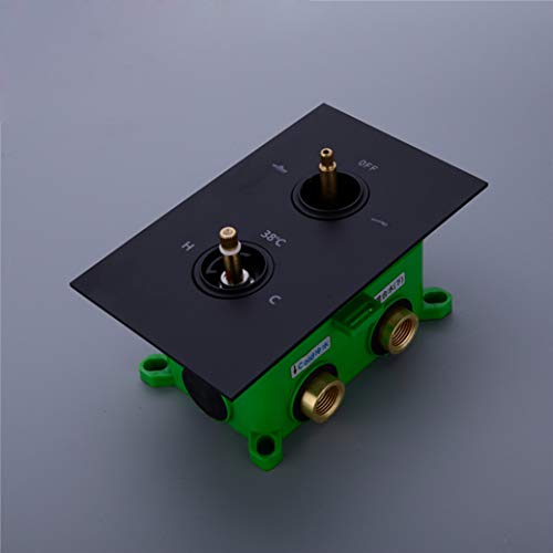 Système de douche mitigeur thermostatique noir avec douchette à main - 3