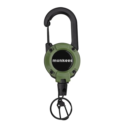 munkees Llavero extensible mosquetón 64 cm cuerda de acero – Carrete para identificación – Oficina (OTAN)
