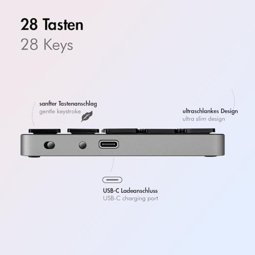 LogiLink ID0212 - Kabelloses 28-Tasten Keypad mit BT 5.0, Scherenmechanik