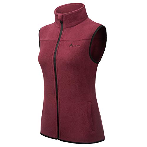 ANIVIVO Fleece Vest for Women, Warm Sweater Vest with Pockets Golf Sleeveless Vest Outerwear (Wine,L)